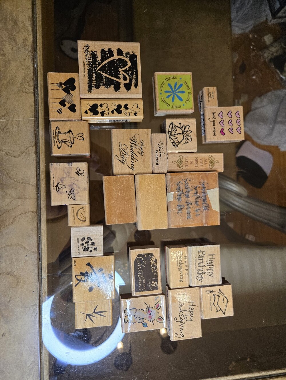 Wooden Craft Rubber Stamp Lot - Assorted Designs